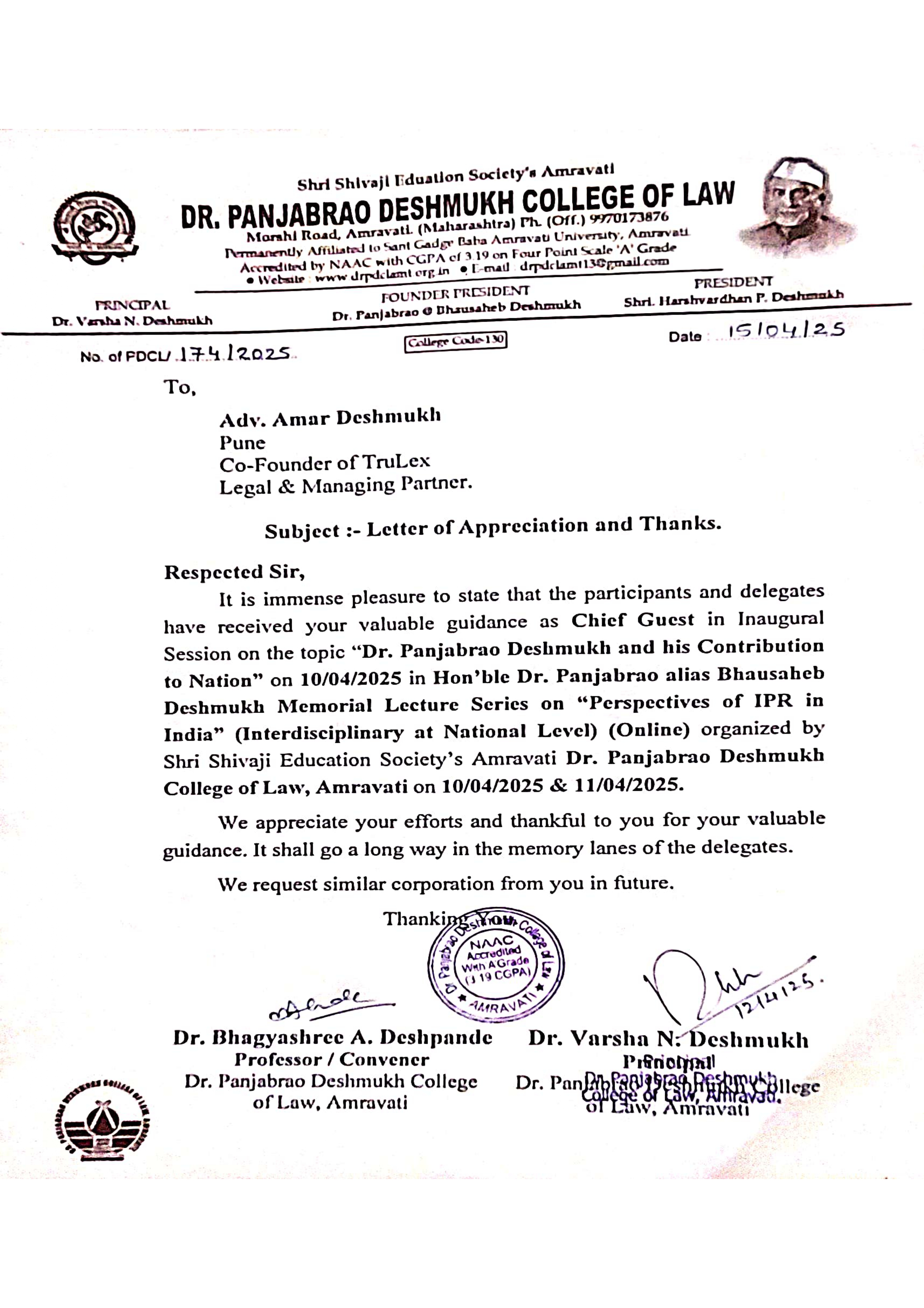 letter of appriciation